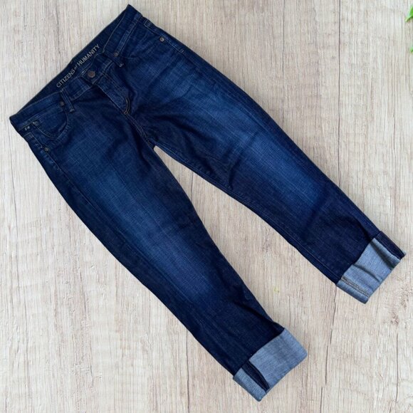 CITIZENS OF HUMANITY COH Dani Cropped Straight Leg Cuffed Denim Jeans Pants 28 - Picture 1 of 9